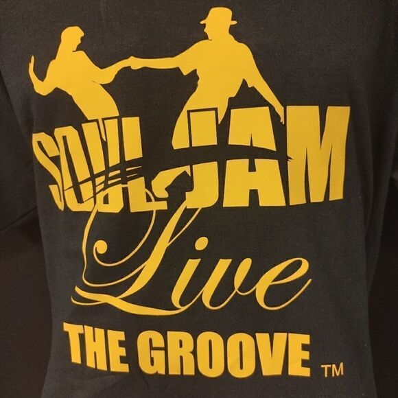 SOUL JAM LIVE THE GROOVE BLACK/ GOLD T SHIRT - Picture 2 of 6